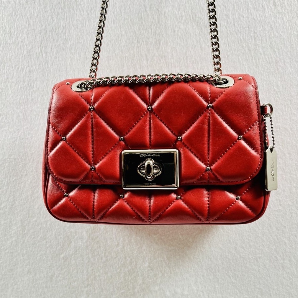 Coach Cassidy Crossbody Bag with Studded Diamond Quilting Red